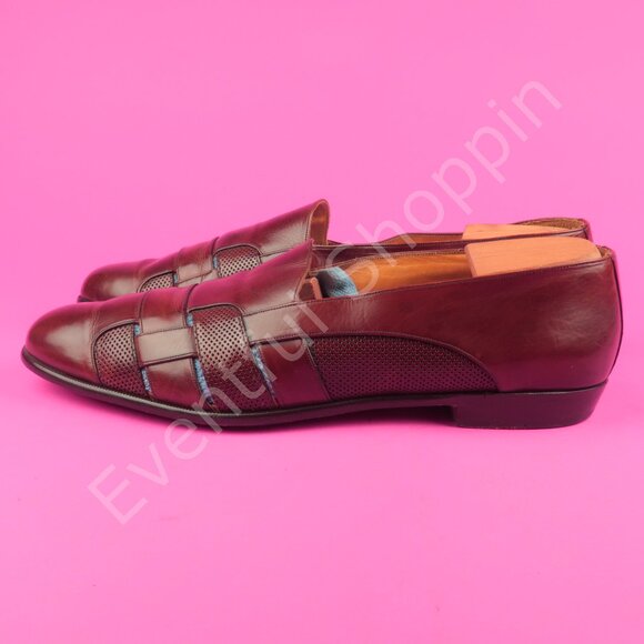 Mezlan Shoes Mens 16 M Brown Woven Fisherman Perforated Driving Dress Loafers - Picture 5 of 16